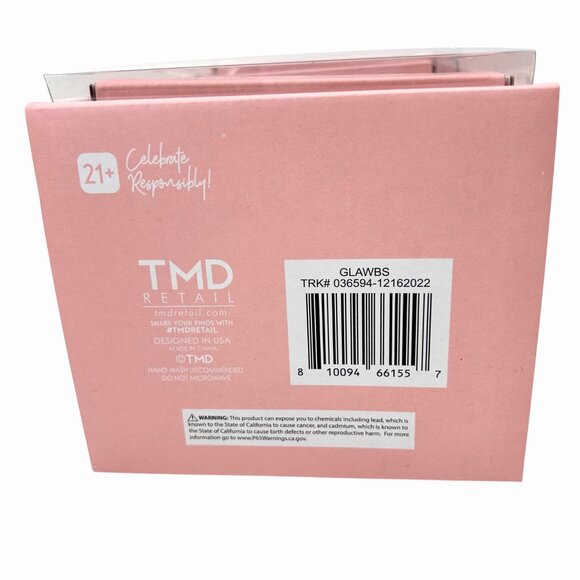 NIB OVERSIZED 30 OZ WINE GLASS & PINK RING BELL CLINK TO THAT WINE GIFT SET - Picture 6 of 6